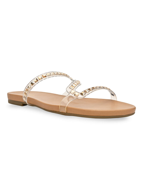 Rocia By Regal Beige Women Vinyl Diamante Flats