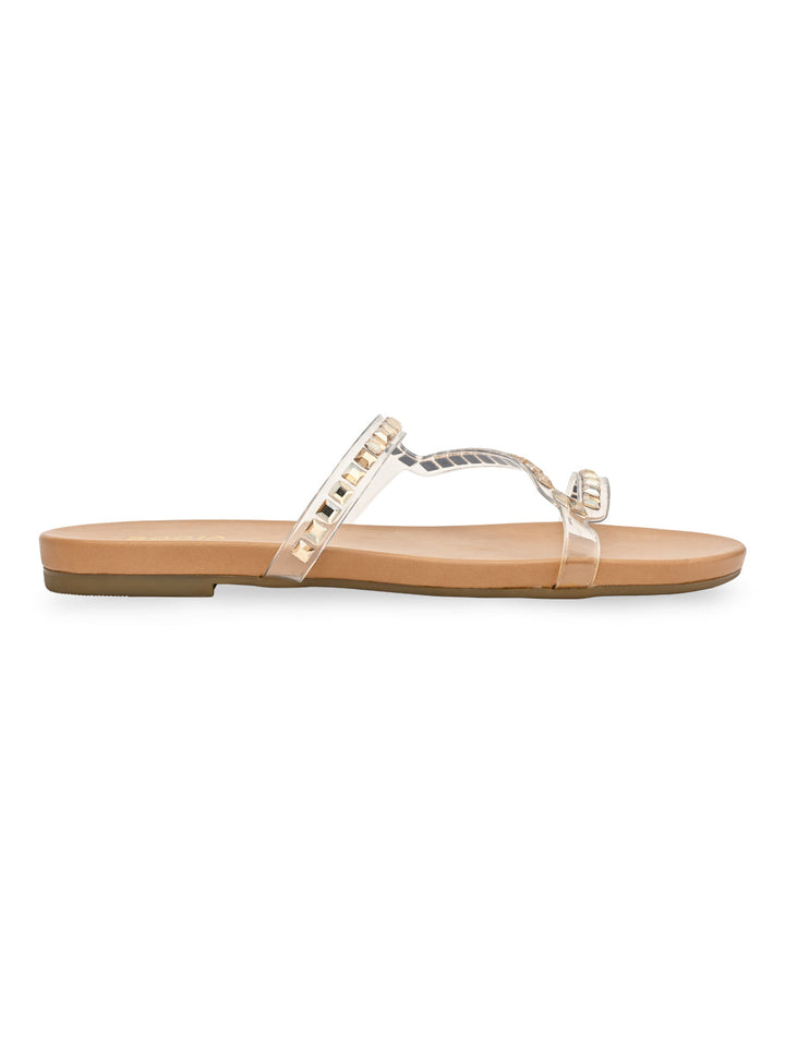 Rocia By Regal Beige Women Vinyl Diamante Flats