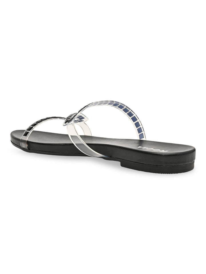 Rocia By Regal Black Women Vinyl Diamante Flats