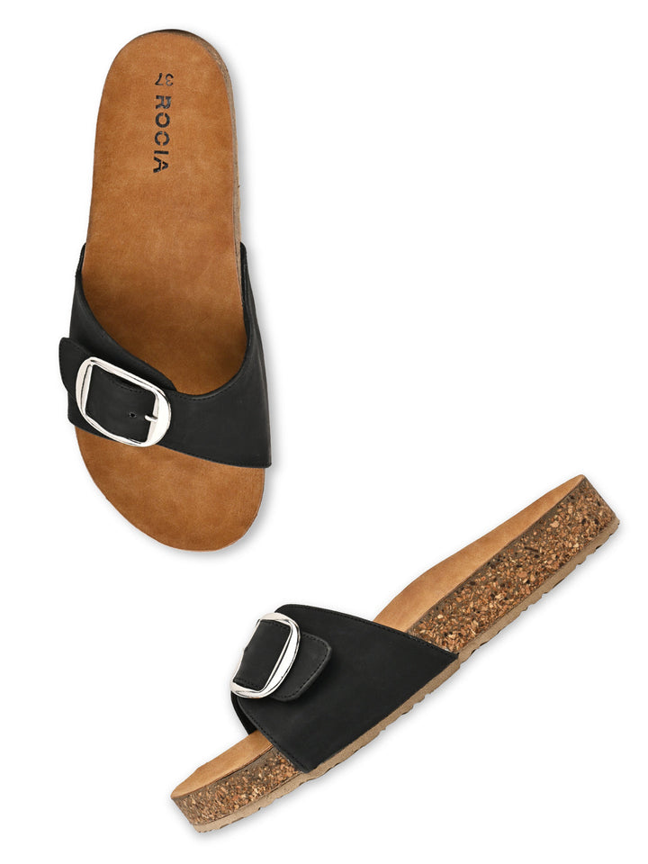 Rocia By Regal Black Women Casual Flat Sliders