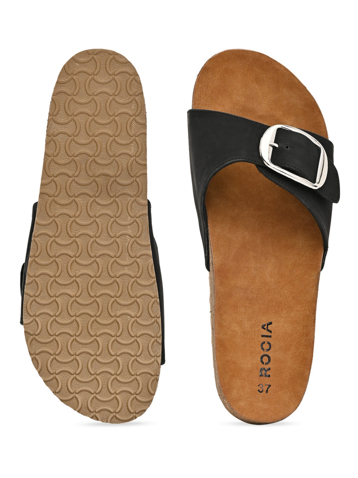 Rocia By Regal Black Women Casual Flat Sliders