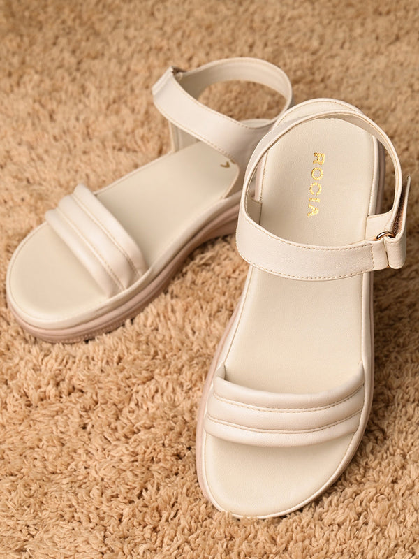 Rocia By Regal Cream Women Casual Sandals