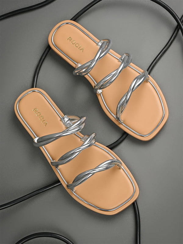 Rocia By Regal Silver Women Casual Flat Sandals