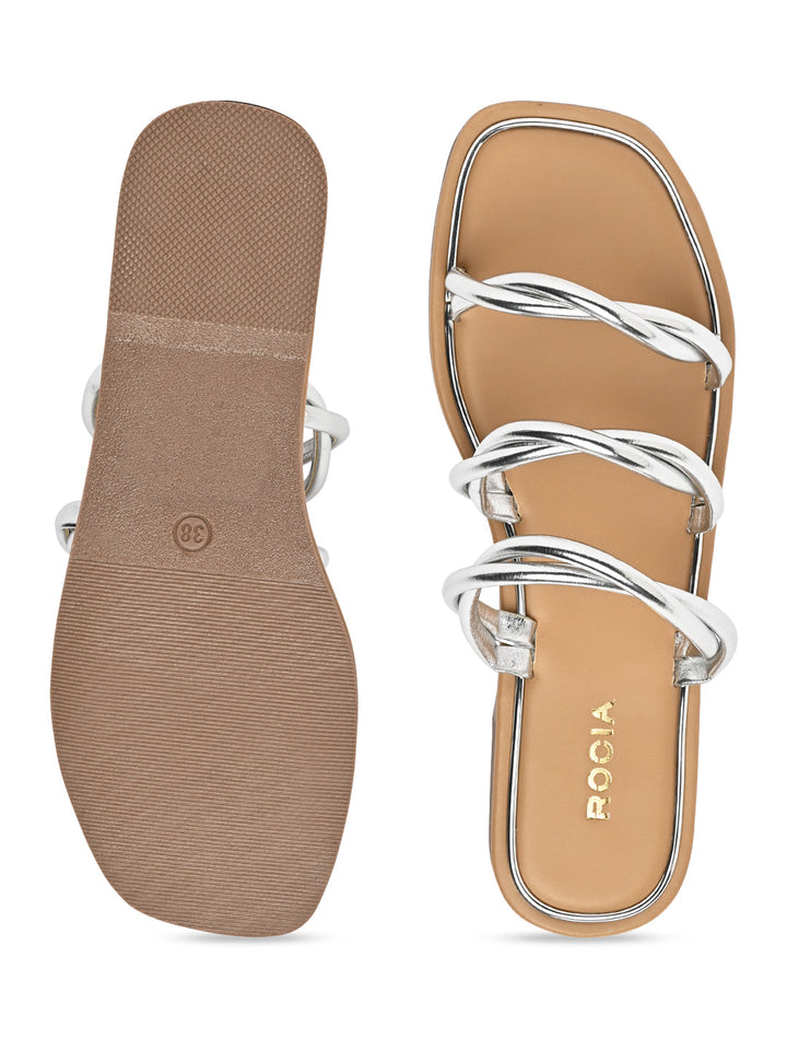 Rocia By Regal Silver Women Casual Flat Sandals