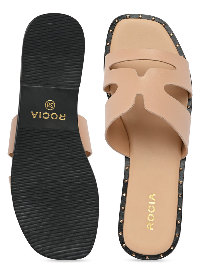 Rocia By Regal Beige Women Casual Flat Sandals