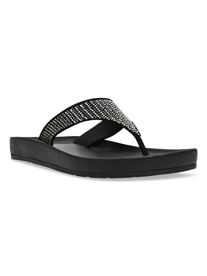 Rocia By Regal Black Women Casual Flat Flexi Sole Sandals