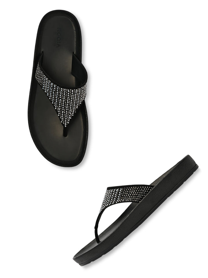 Rocia By Regal Black Women Casual Flat Flexi Sole Sandals