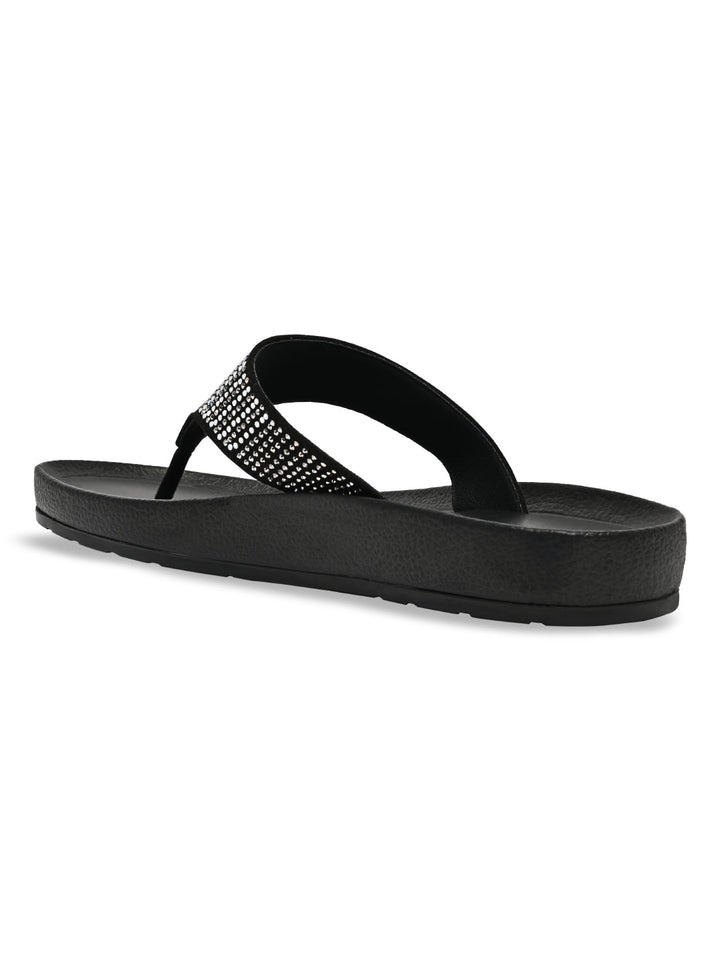 Rocia By Regal Black Women Casual Flat Flexi Sole Sandals
