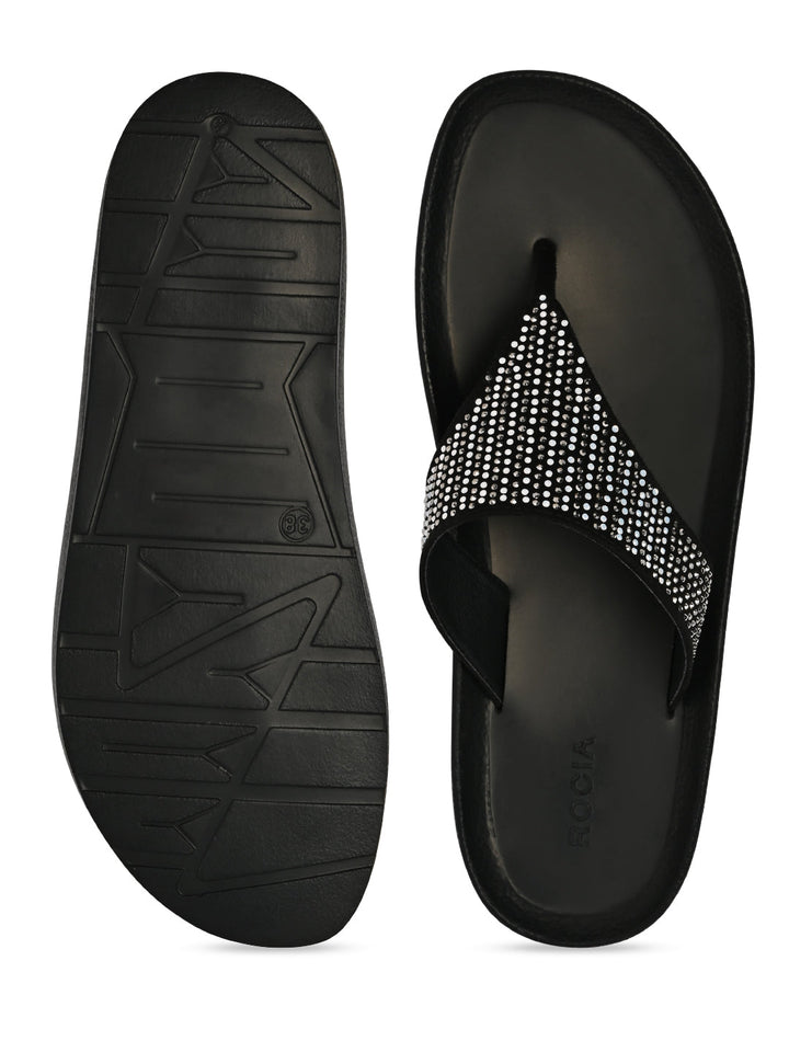 Rocia By Regal Black Women Casual Flat Flexi Sole Sandals