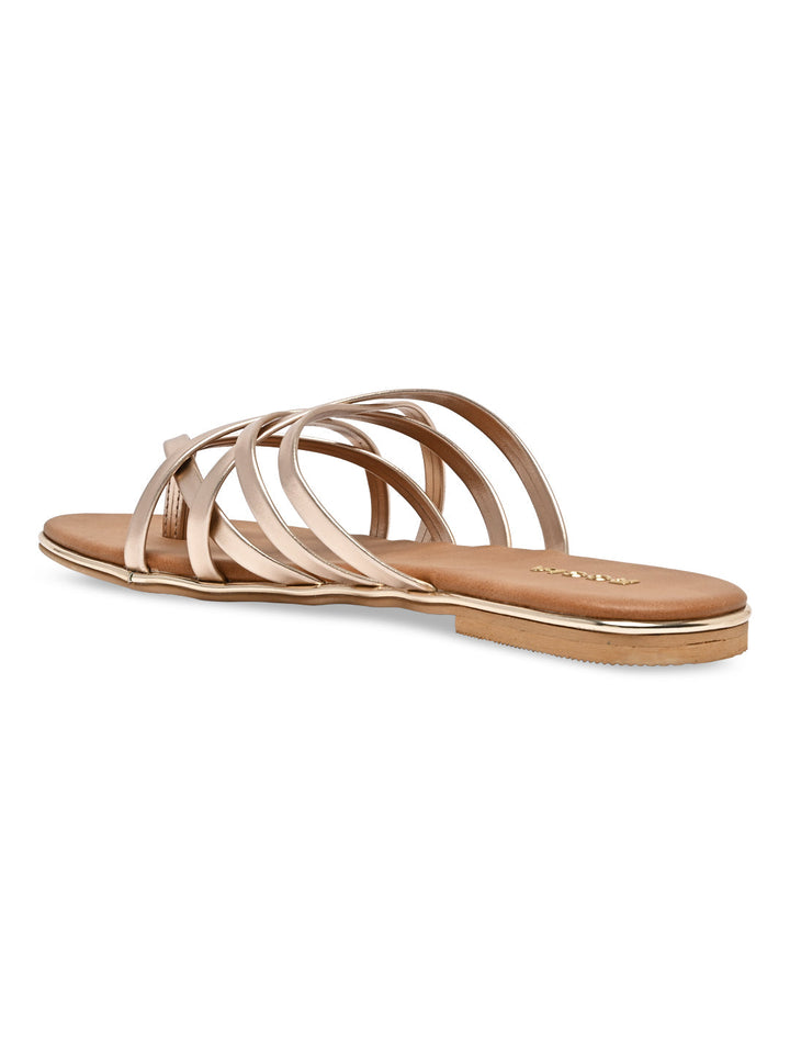 Rocia By Regal Rose Gold Women Strappy Flats