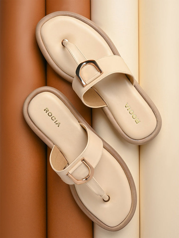 Rocia By Regal Beige Women Casual Buckled Flats