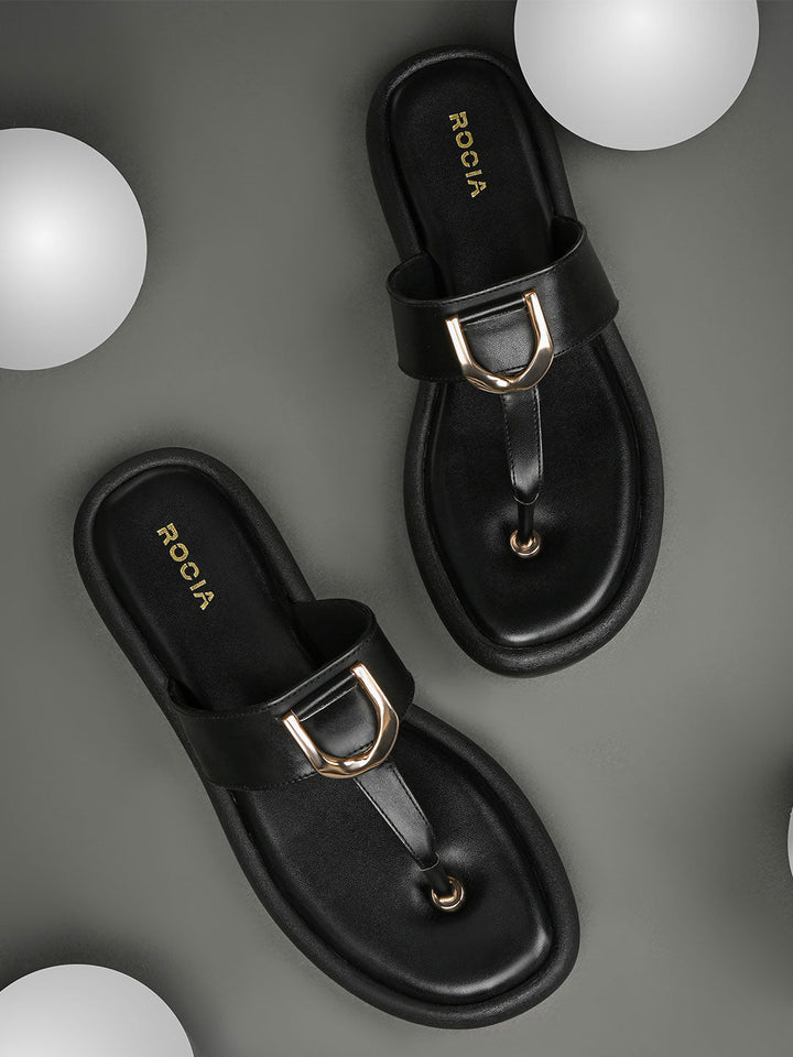 Rocia By Regal Black Women Casual Buckled Flats