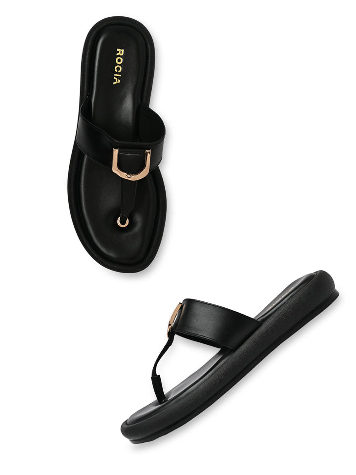 Rocia By Regal Black Women Casual Buckled Flats