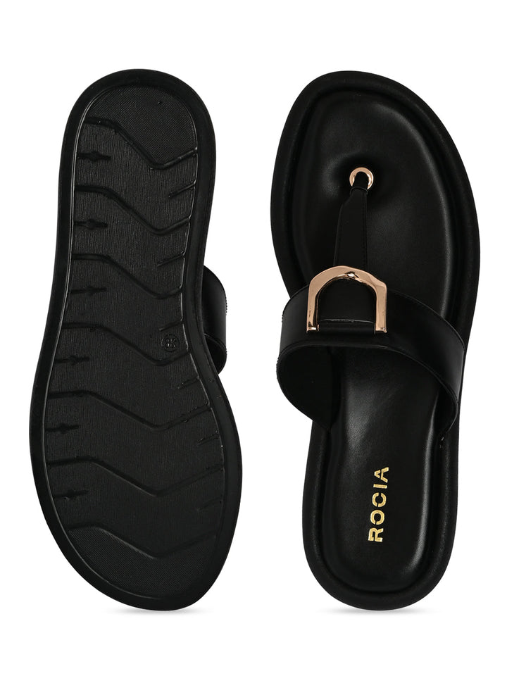 Rocia By Regal Black Women Casual Buckled Flats