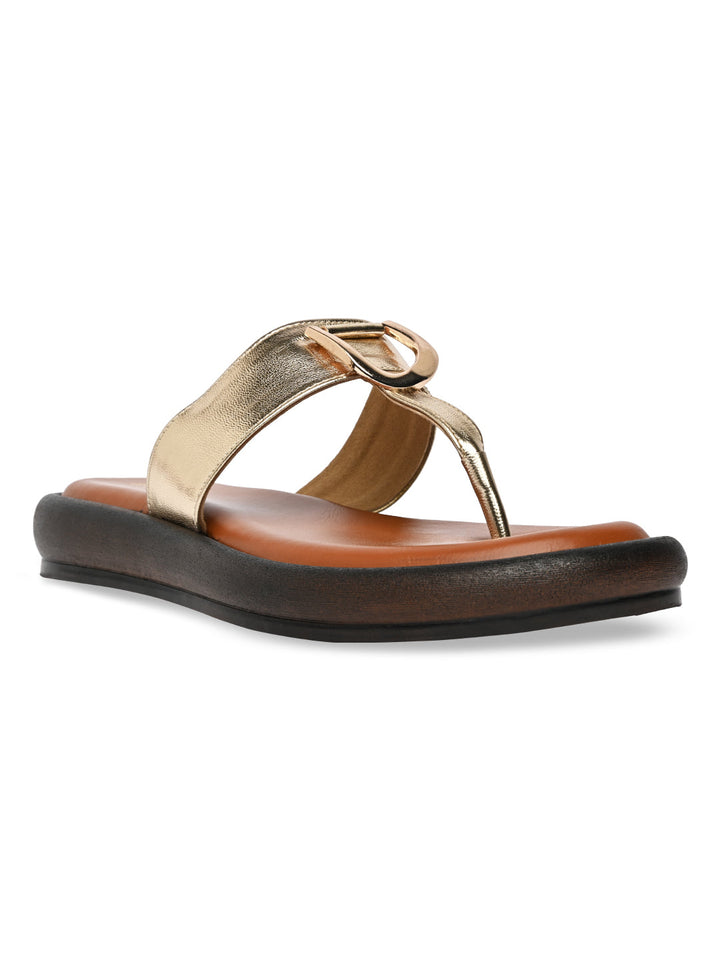 Rocia By Regal Gold Women Casual Buckled Flats