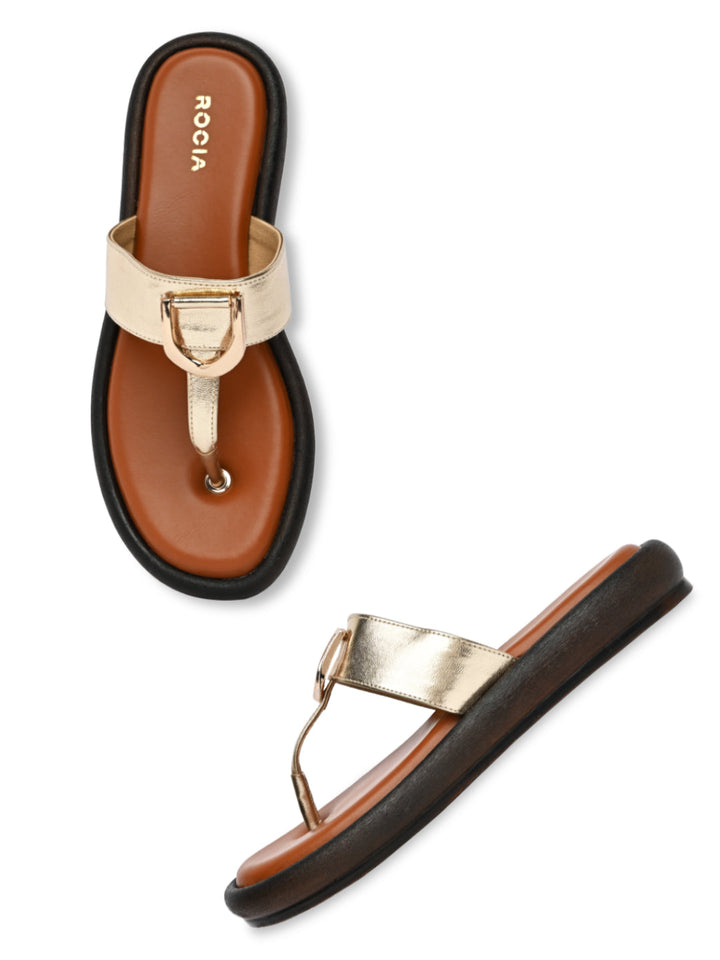 Rocia By Regal Gold Women Casual Buckled Flats