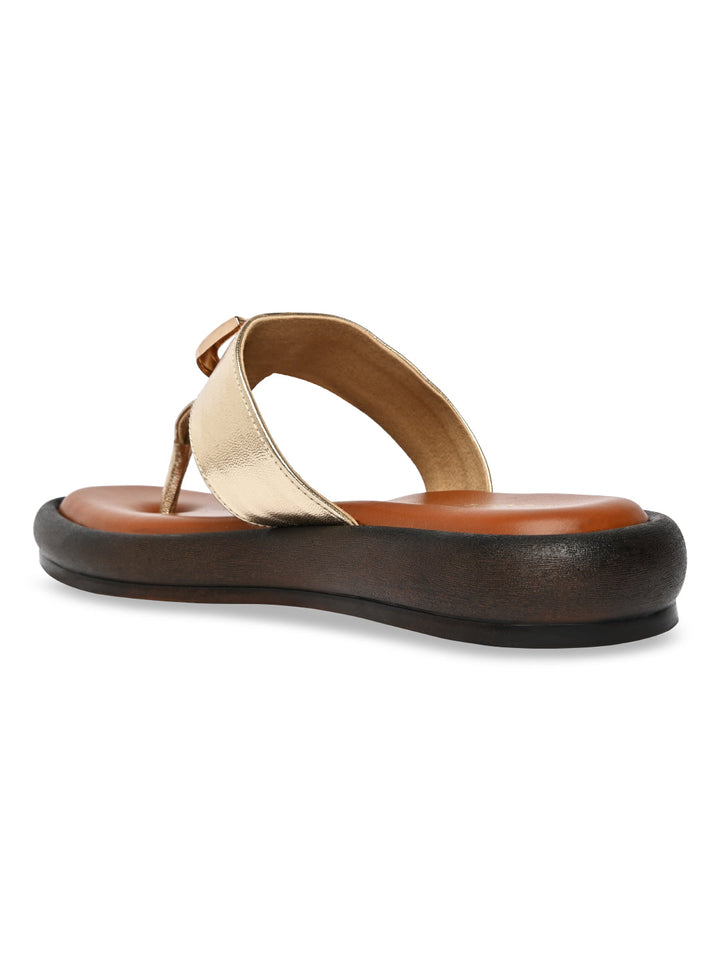 Rocia By Regal Gold Women Casual Buckled Flats
