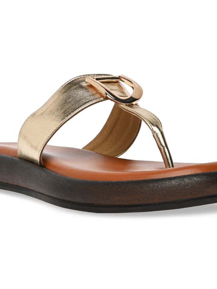 Rocia By Regal Gold Women Casual Buckled Flats