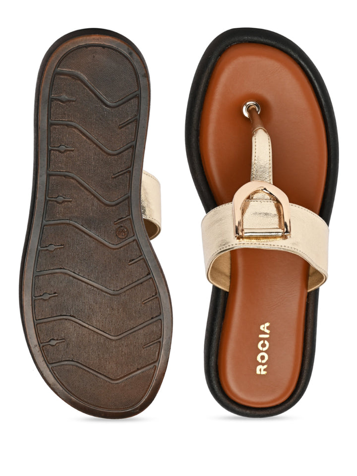 Rocia By Regal Gold Women Casual Buckled Flats