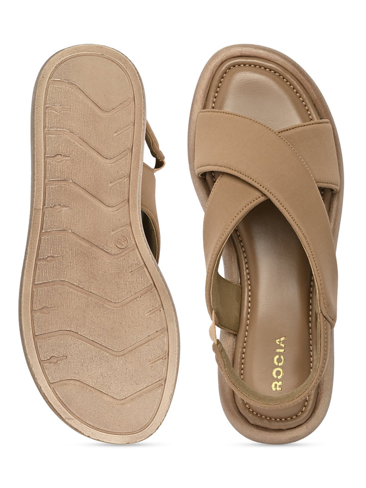 Rocia By Regal Beige Women Casual Cross Sandals