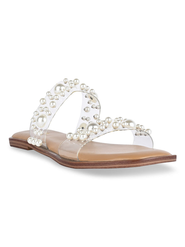 Rocia By Regal Transparent Women Vinyl Embellished Pearl Flats