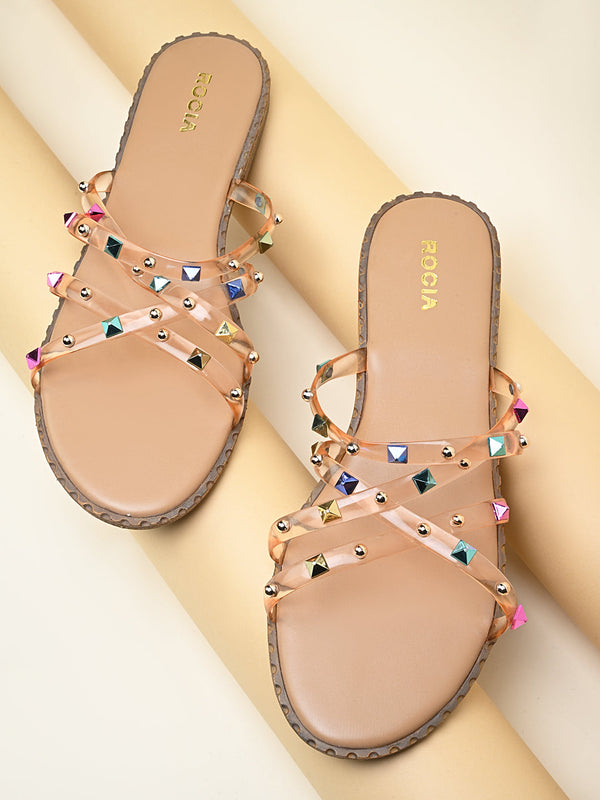 Rocia By Regal Beige Women Strappy Vinyl Flats