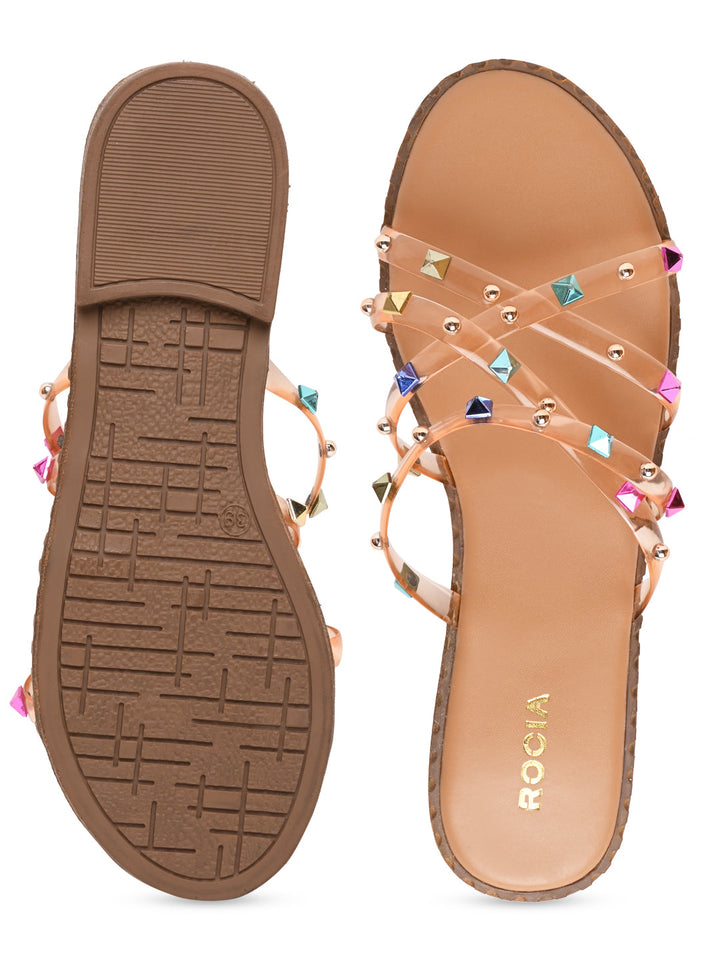 Rocia By Regal Beige Women Strappy Vinyl Flats