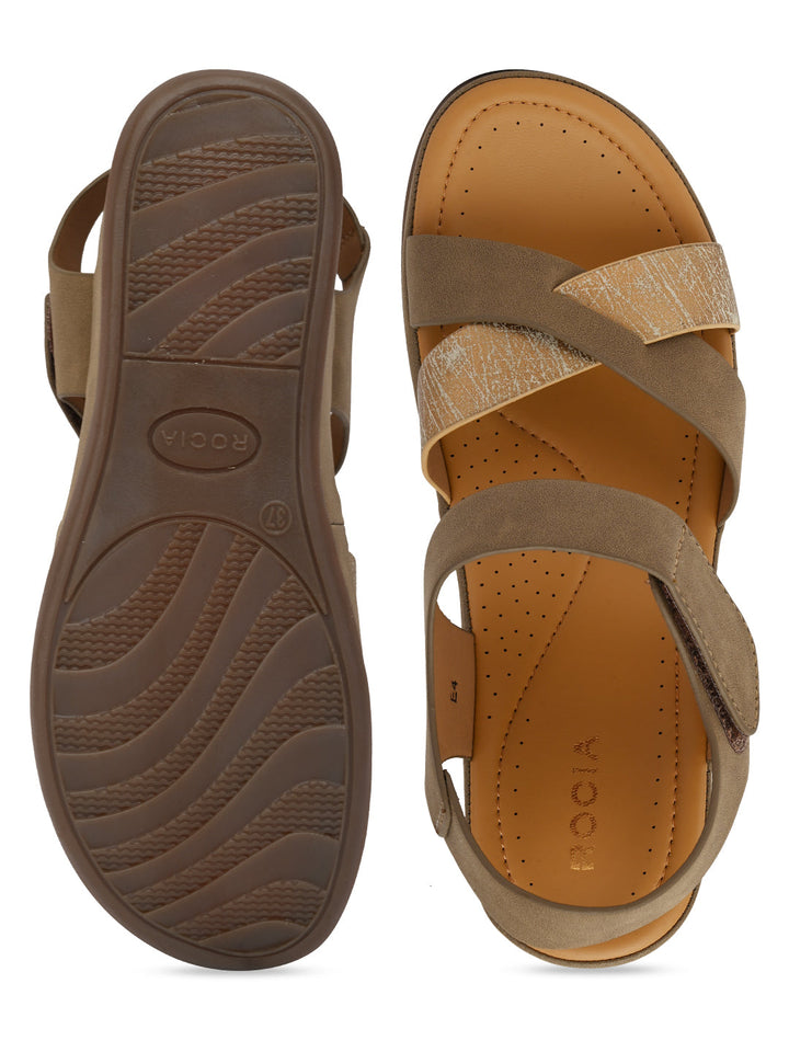 Rocia By Regal Antique Gold Women Casual Comfort Flat Sandals