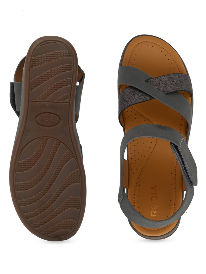 Rocia By Regal Gun Metal Women Casual Comfort Flat Sandals