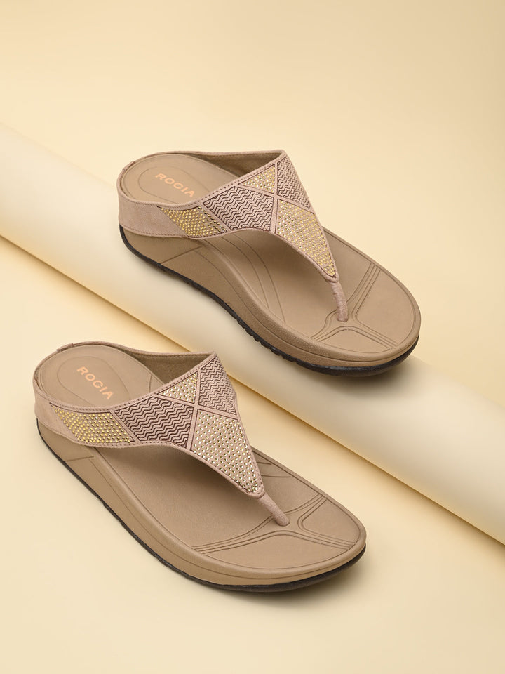 Rocia By Regal Beige Women Diamante Studded Flats