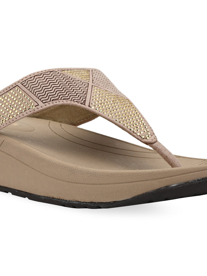 Rocia By Regal Beige Women Diamante Studded Flats