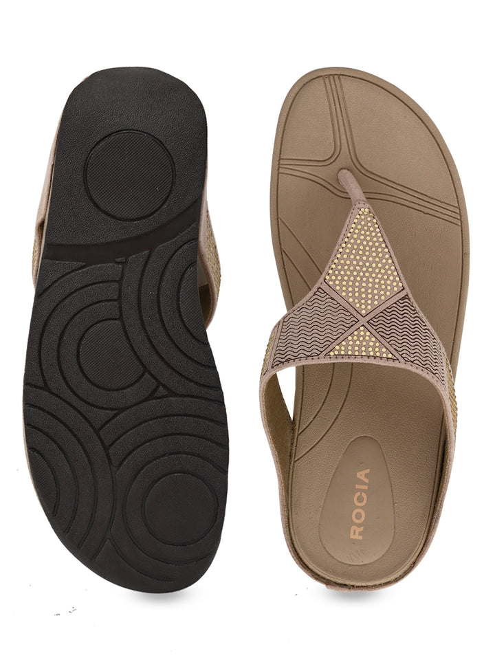 Rocia By Regal Beige Women Diamante Studded Flats