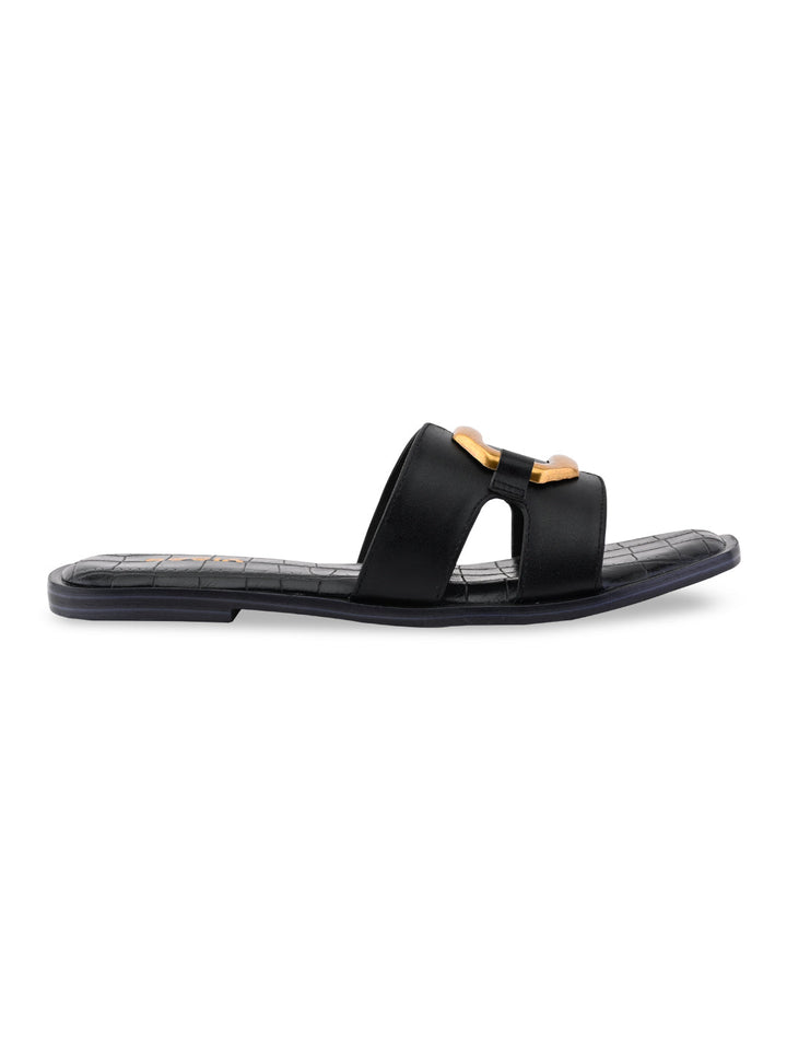 Rocia By Regal Black Women Casual Buckled Flats