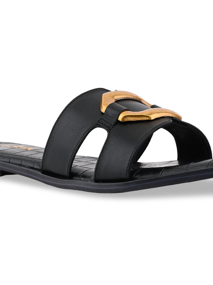 Rocia By Regal Black Women Casual Buckled Flats