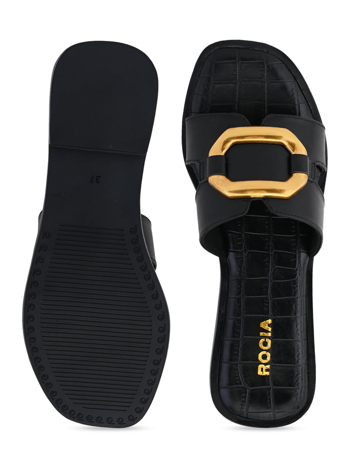 Rocia By Regal Black Women Casual Buckled Flats