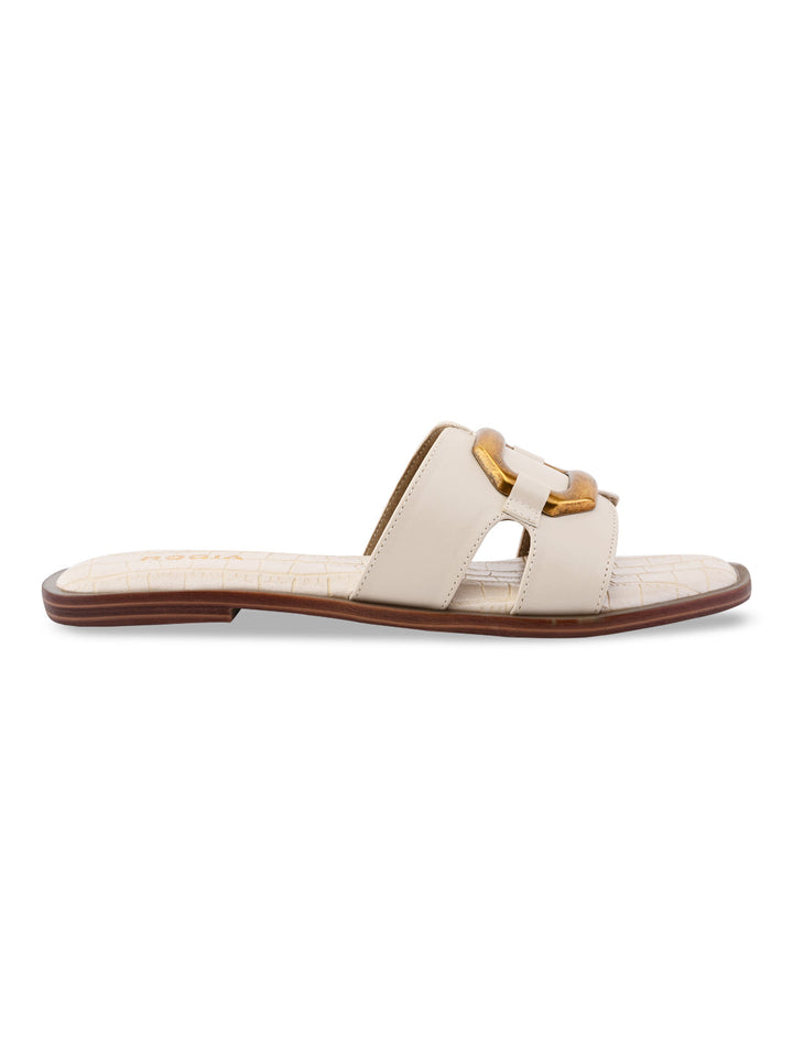 Rocia By Regal Cream Women Casual Buckled Flats