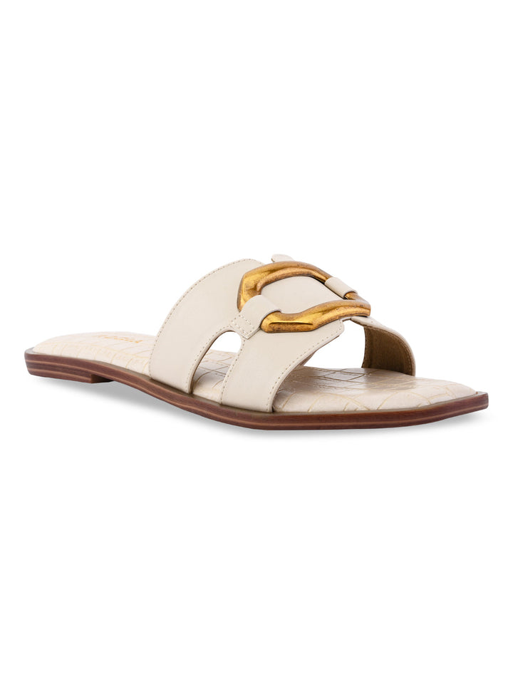 Rocia By Regal Cream Women Casual Buckled Flats