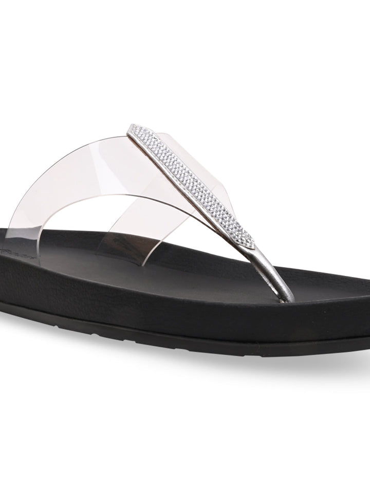 Rocia By Regal Transparent Women Diamond Studded Vinyl Flats