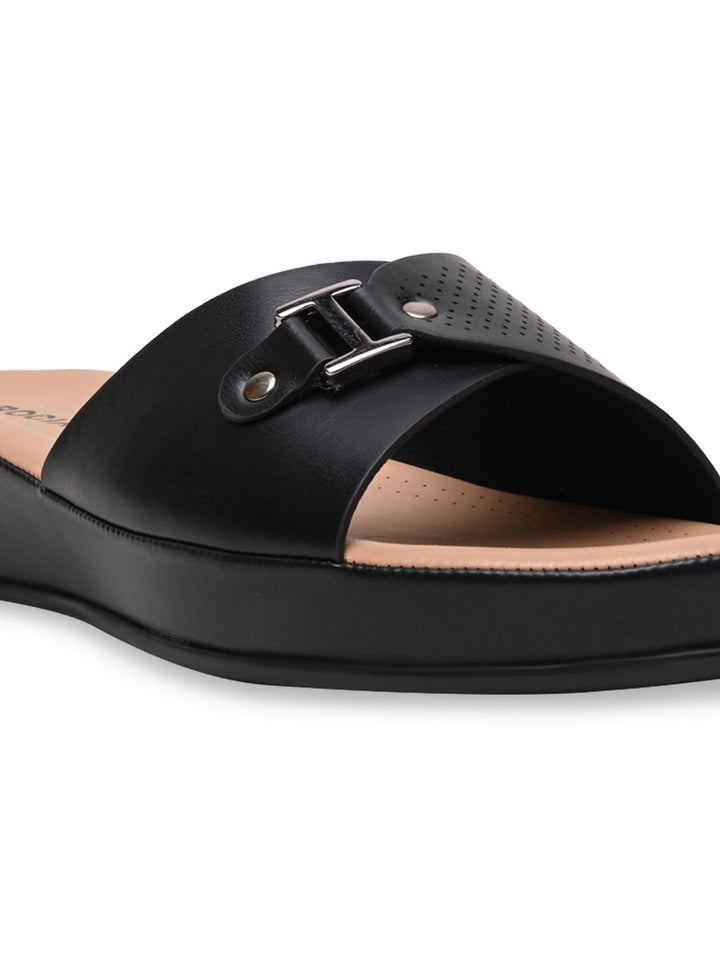 Rocia By Regal Black Women Slip On Buckled Flats
