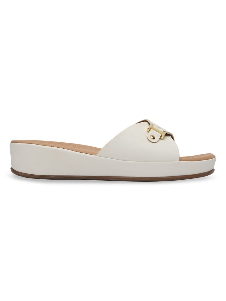 Rocia By Regal White Women Slip On Buckled Flats