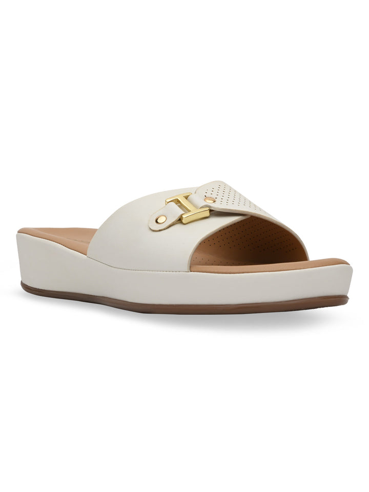Rocia By Regal White Women Slip On Buckled Flats