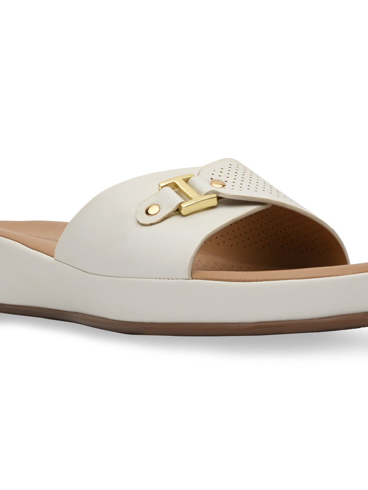 Rocia By Regal White Women Slip On Buckled Flats