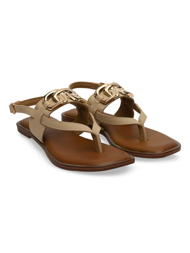 Rocia By Regal Beige Women Buckled Backstrap Sandals