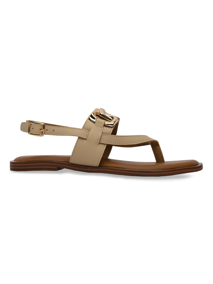 Rocia By Regal Beige Women Buckled Backstrap Sandals