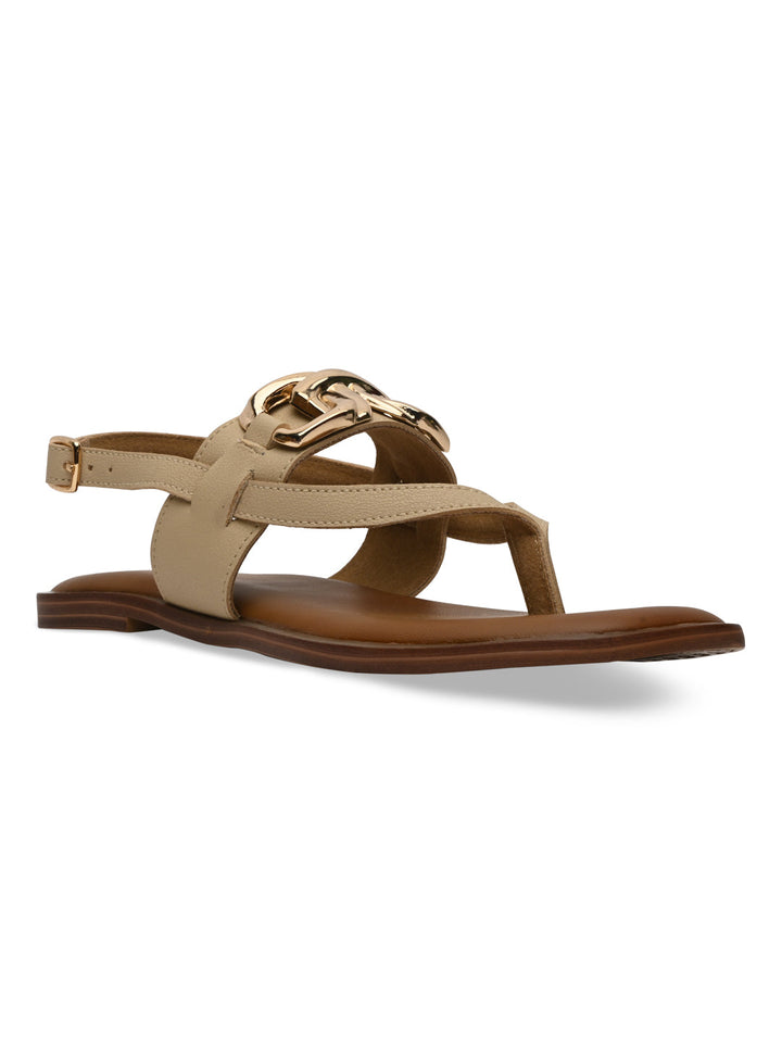 Rocia By Regal Beige Women Buckled Backstrap Sandals