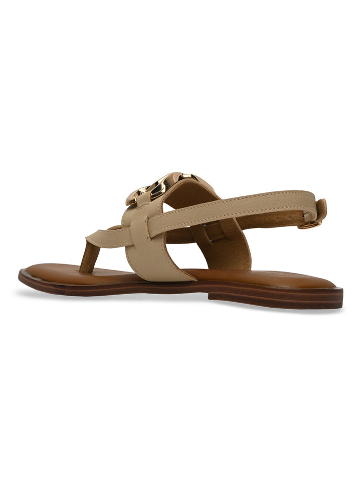 Rocia By Regal Beige Women Buckled Backstrap Sandals