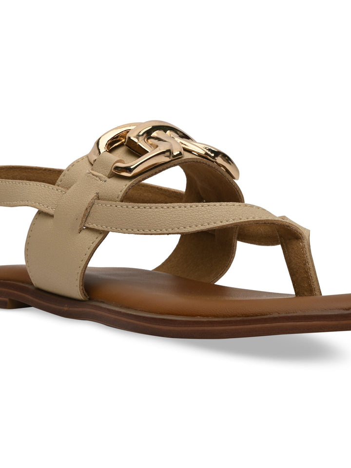 Rocia By Regal Beige Women Buckled Backstrap Sandals