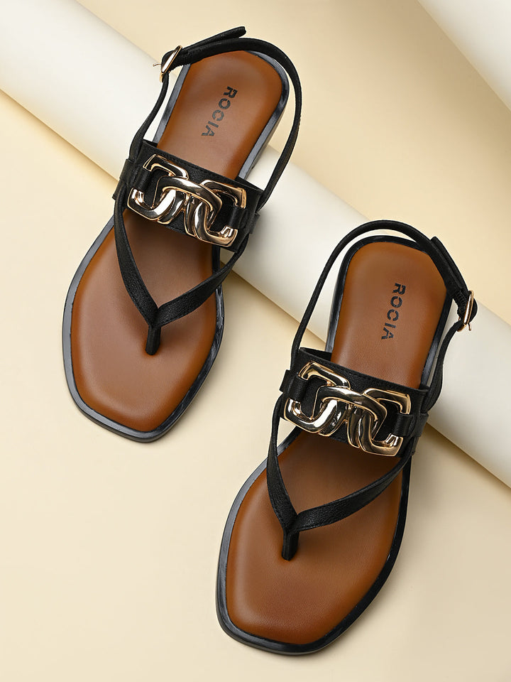 Rocia By Regal Black Women Buckled Backstrap Sandals