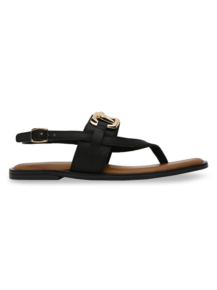 Rocia By Regal Black Women Buckled Backstrap Sandals