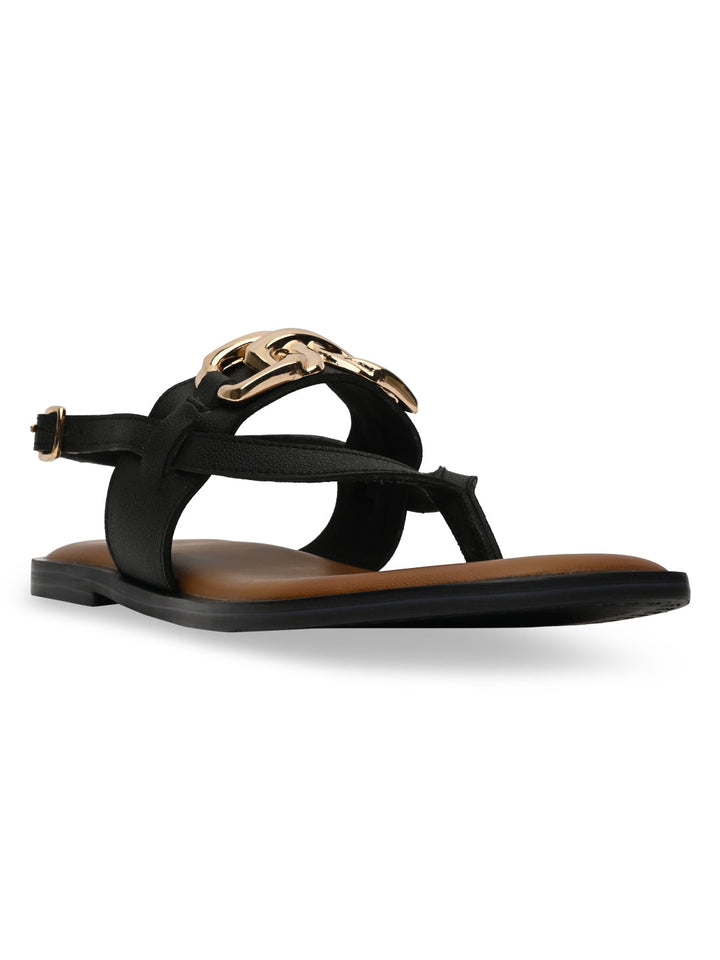 Rocia By Regal Black Women Buckled Backstrap Sandals